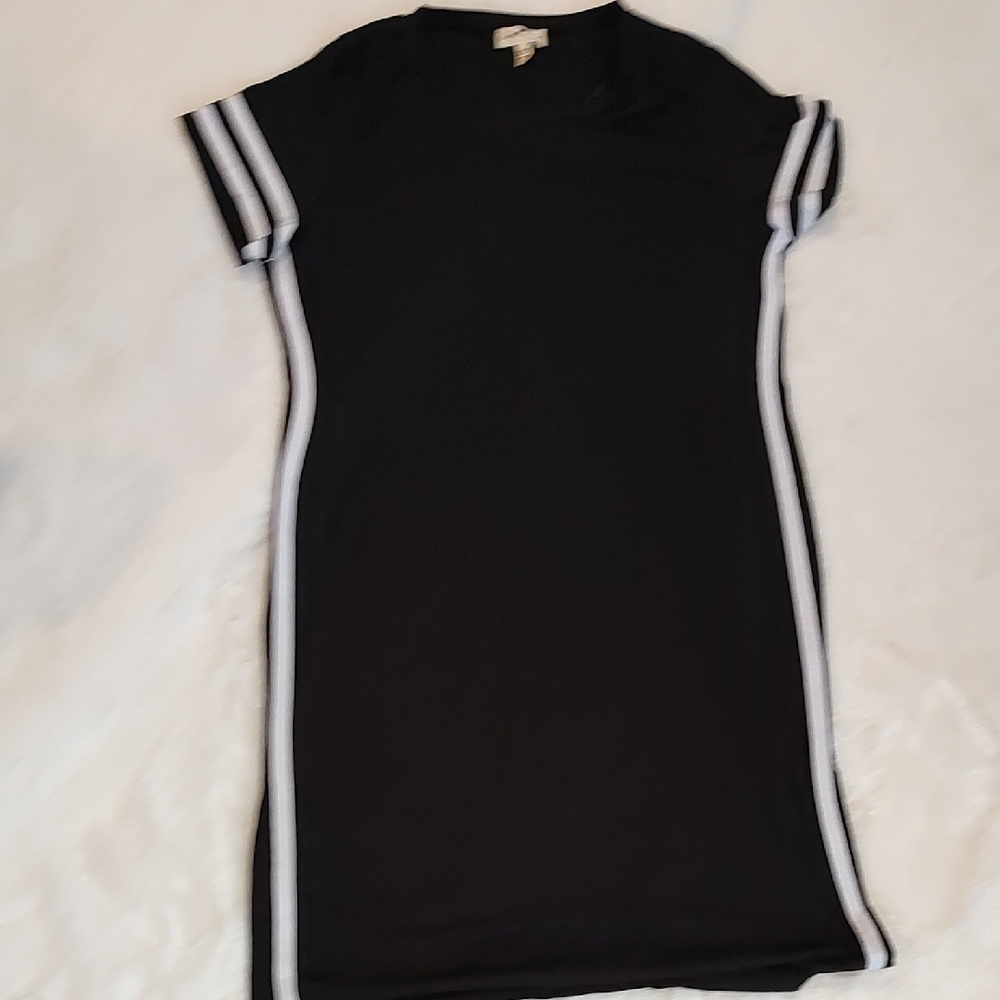 Derek Heart Black Dress with White Stripes